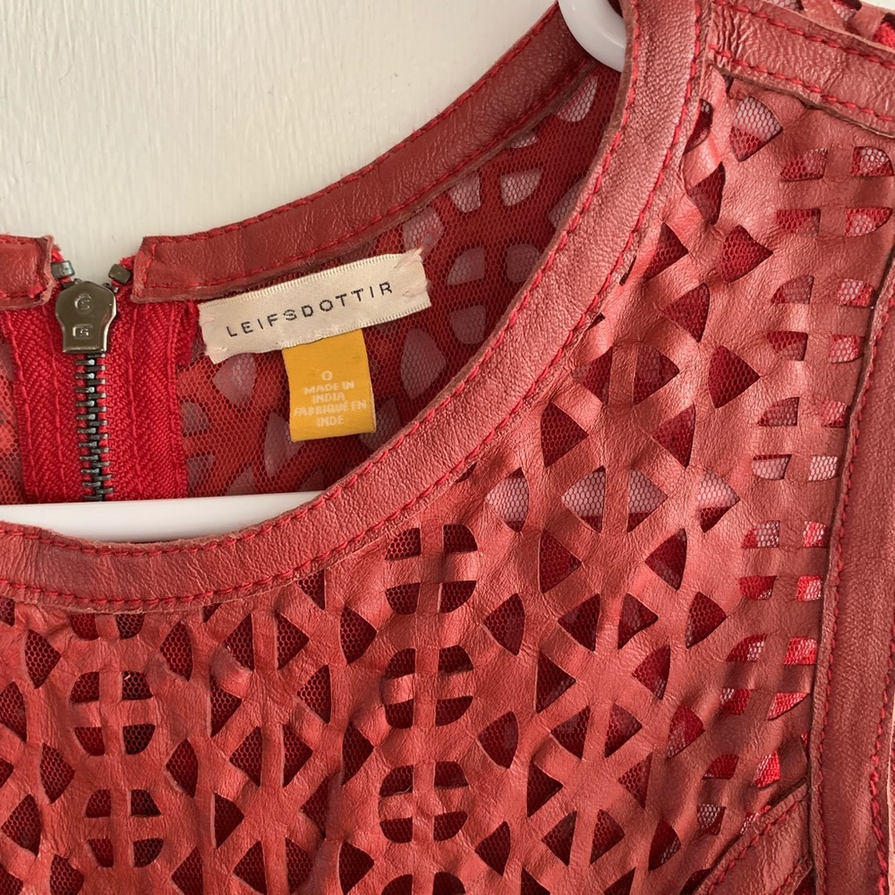 Anthropologie Leifsdottir Lasercut Leather Dress - Picture 5 of 8